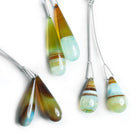 Tri Color Chalcedony Plain Teardrop Beads 2 Pieces - The Bead Traders