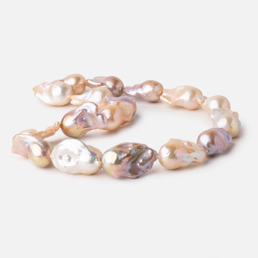 Tri-Color Ultra Baroque straight drilled Freshwater Pearls 16 inch 17 pieces 13x25-14x30mm - The Bead Traders