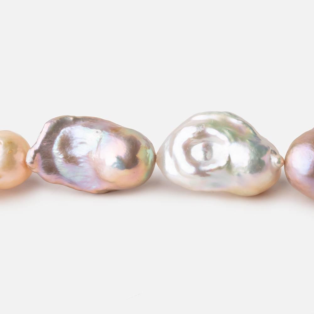 Tri-Color Ultra Baroque straight drilled Freshwater Pearls 16 inch 17 pieces 13x25-14x30mm - The Bead Traders