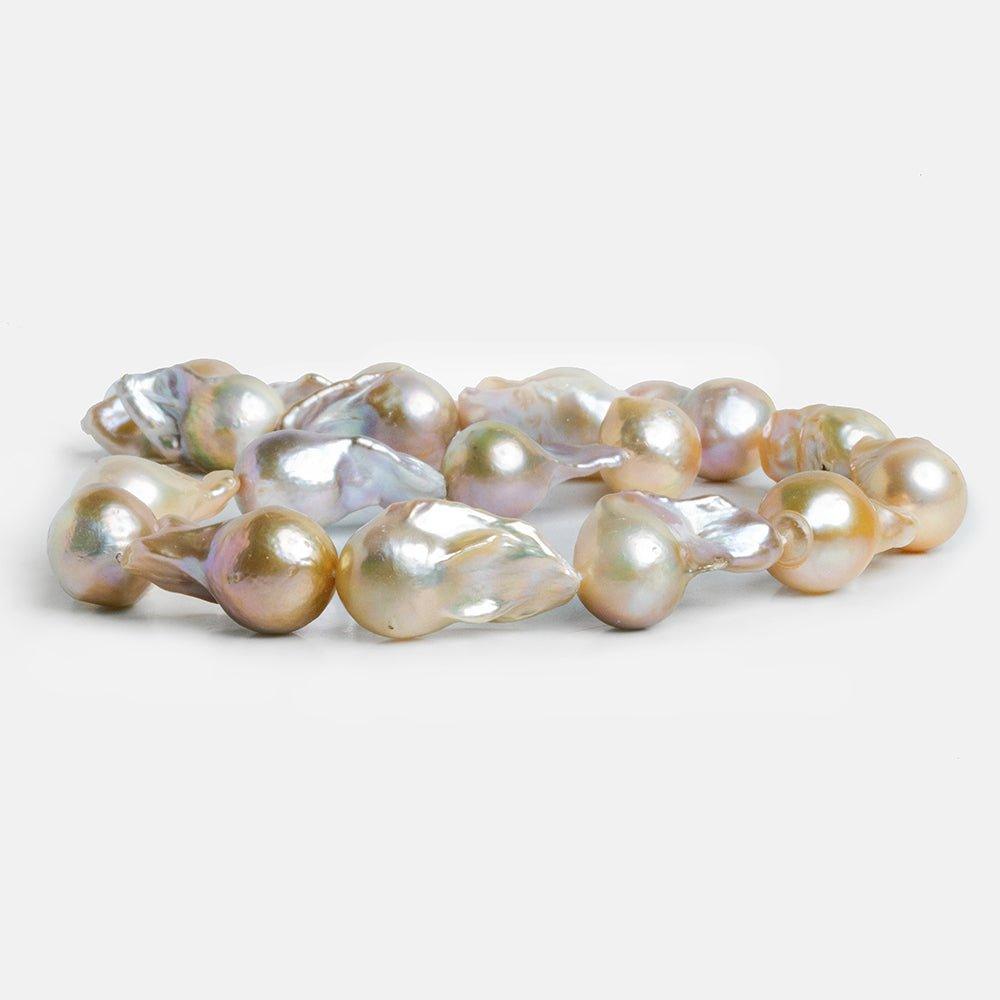 Tricolor Ultra Baroque Freshwater Pearls 17 inch 18 pieces - The Bead Traders