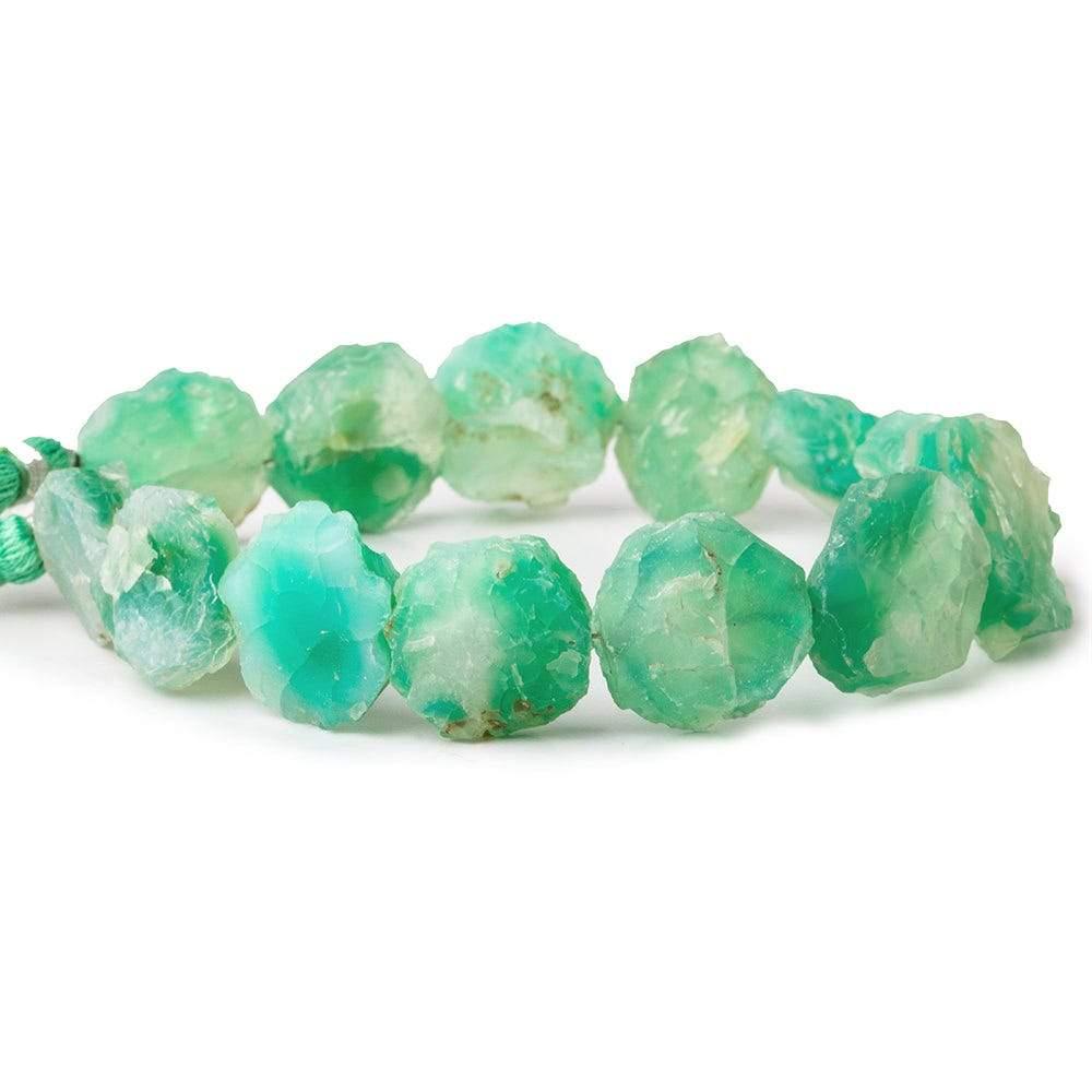 Tropical Green Agate Chip Hammer Faceted Coin Beads 8 inch 13 pieces - The Bead Traders