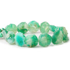 Tropical Green Agate Chip Hammer Faceted Coin Beads 8 inch 13 pieces - The Bead Traders