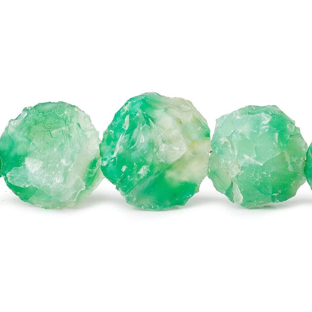 Tropical Green Agate Chip Hammer Faceted Coin Beads 8 inch 13 pieces - The Bead Traders