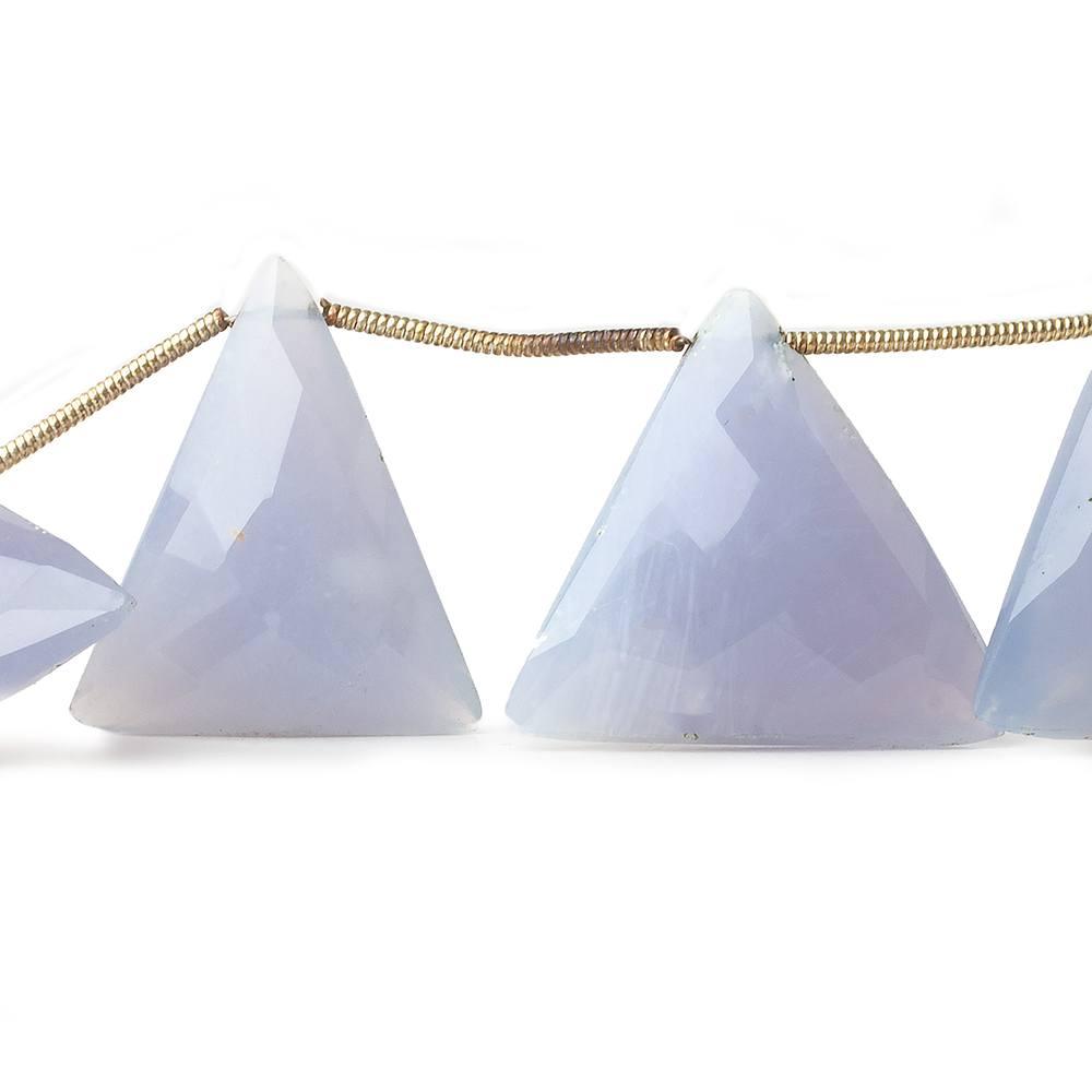 Turkish Blue Chalcedony Beads Faceted 16x12-23x24mm Triangle, 9" length, 11 pcs - The Bead Traders