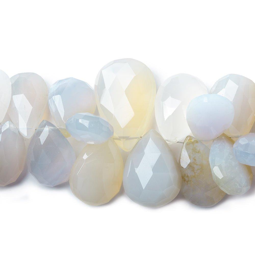 Turkish Blue Chalcedony Beads Pear Briolette, 7" length, 8x5-23x15mm, 47 pcs - The Bead Traders