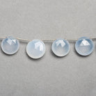 Turkish Chalcedony Top Drilled Faceted Coins 9 inch 11 pieces - The Bead Traders
