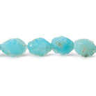 Turquoise Blue Agate Chip Hammer Faceted Oval Beads 8 inch 11 pieces - The Bead Traders