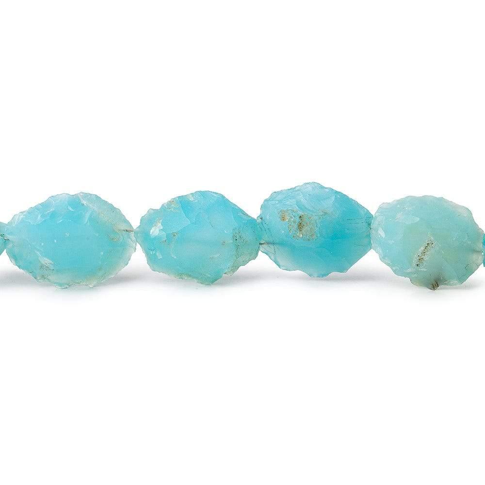 Turquoise Blue Agate Chip Hammer Faceted Oval Beads 8 inch 11 pieces - The Bead Traders
