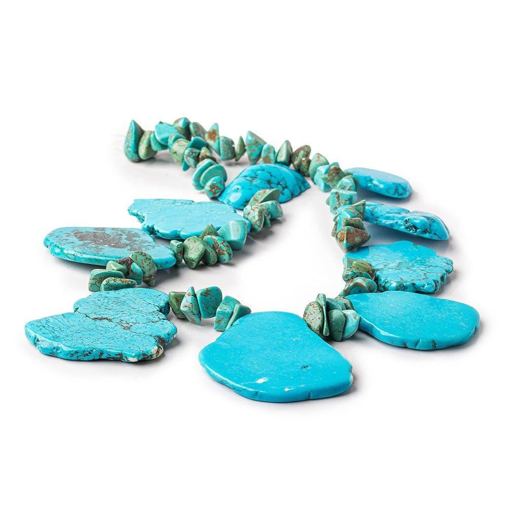 Turquoise Blue Howlite Flat Slab and Chip Beads 17 inch - The Bead Traders