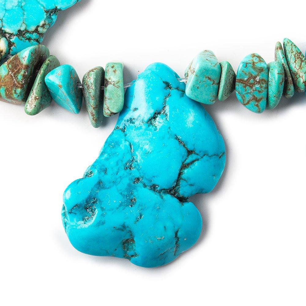 Turquoise Blue Howlite Flat Slab and Chip Beads 17 inch - The Bead Traders