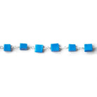 Turquoise Blue Howlite plain square Silver Rosary Chain by the foot - The Bead Traders