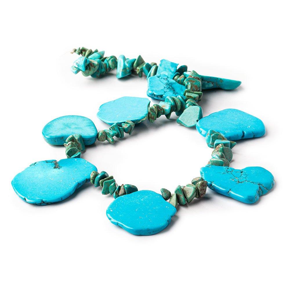 Turquoise Blue Howlite Slab and Chip Beads 17 inch - The Bead Traders