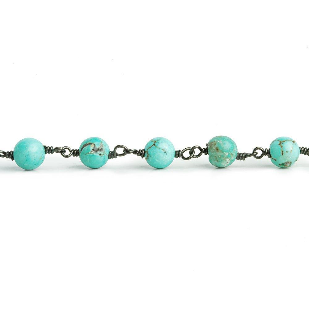 Turquoise Plain Round Black Gold Plated Chain by the Foot 25 pieces - The Bead Traders