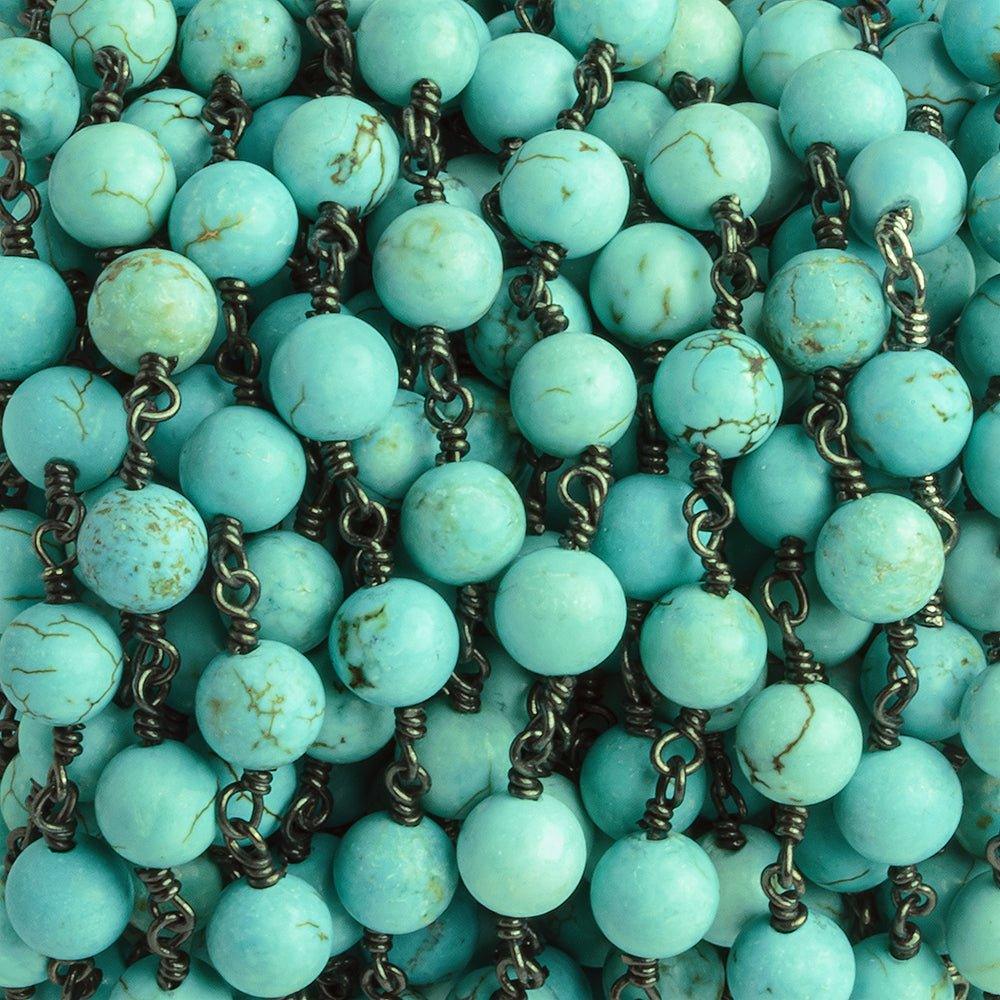 Turquoise Plain Round Black Gold Plated Chain by the Foot 25 pieces - The Bead Traders