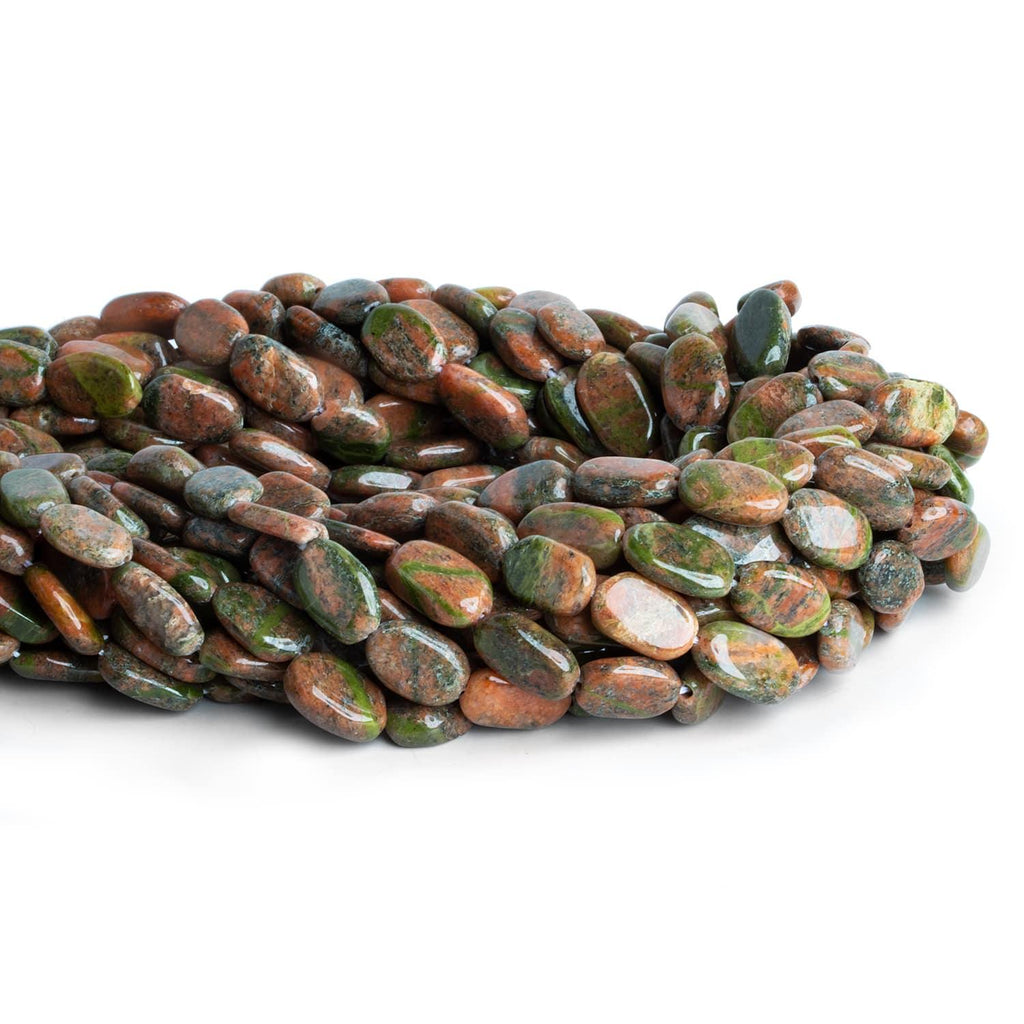 Unakite Beads Plain Ovals 14 inch 24 beads - The Bead Traders