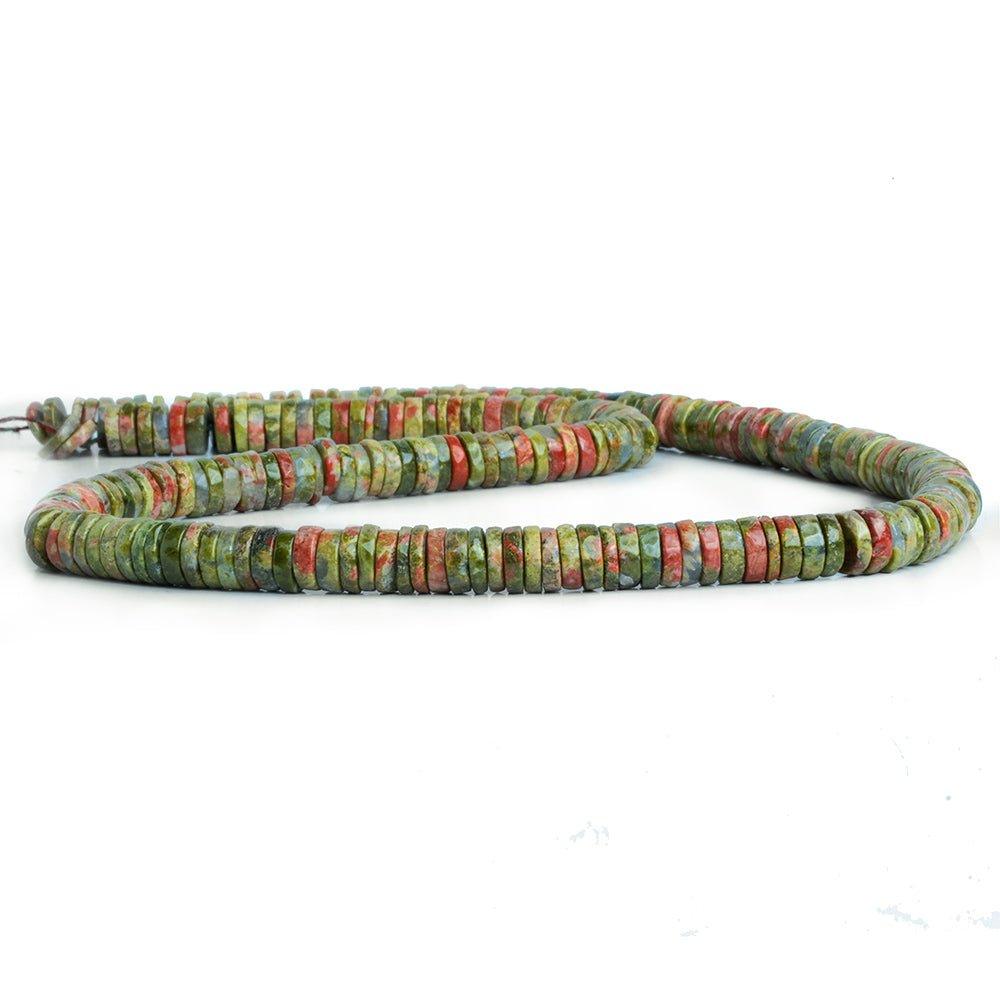 Unakite Jasper Plain Heishi Beads 16 inch 220 pieces - The Bead Traders