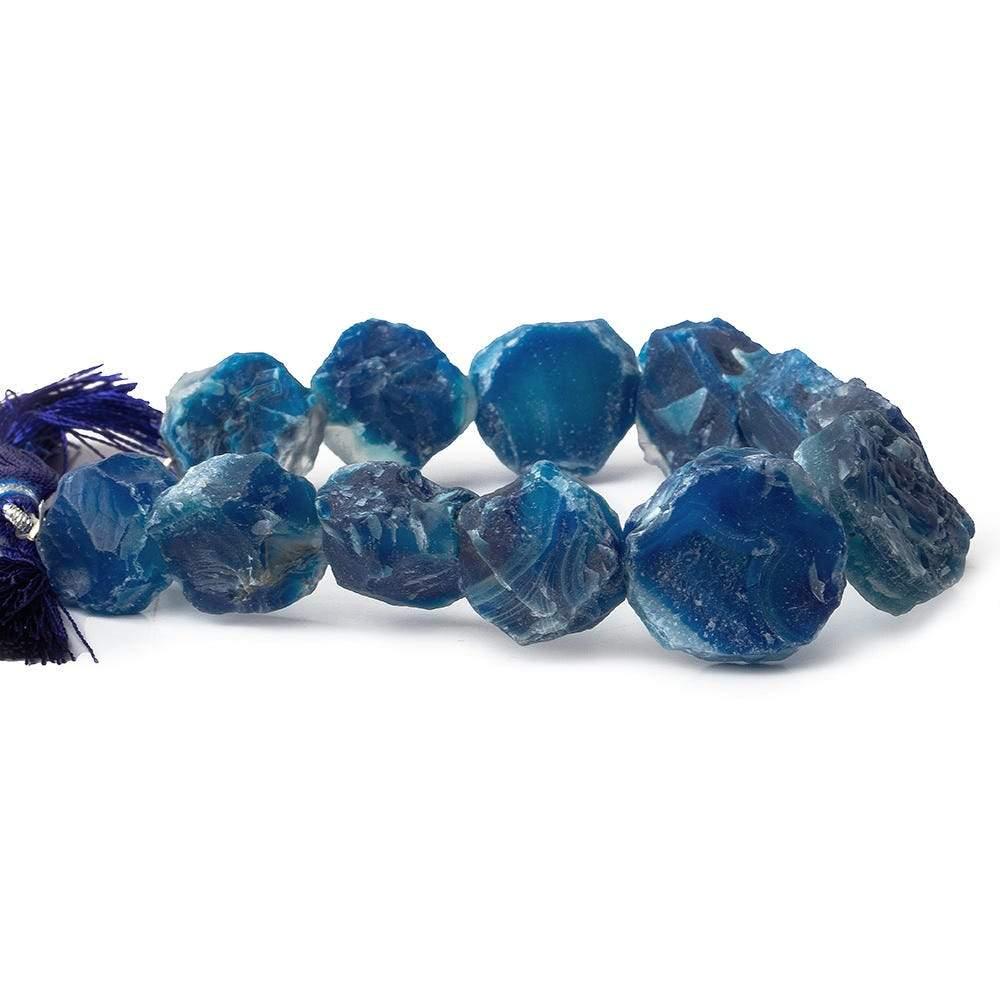 Van Gogh Blues Agate Chip Hammer Faceted Coin Beads 8 inch 12 pieces - The Bead Traders