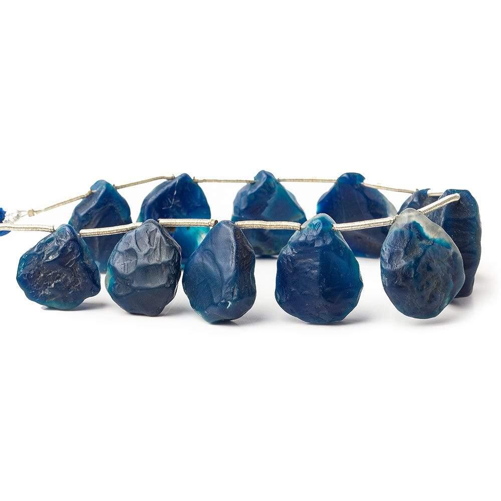 Van Gogh Blues Agate Tumbled Hammer Faceted Pear Beads 8 inch 11 pieces - The Bead Traders