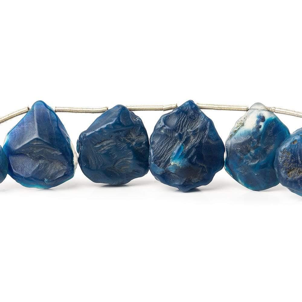 Van Gogh Blues Agate Tumbled Hammer Faceted Pear Beads 8 inch 11 pieces - The Bead Traders