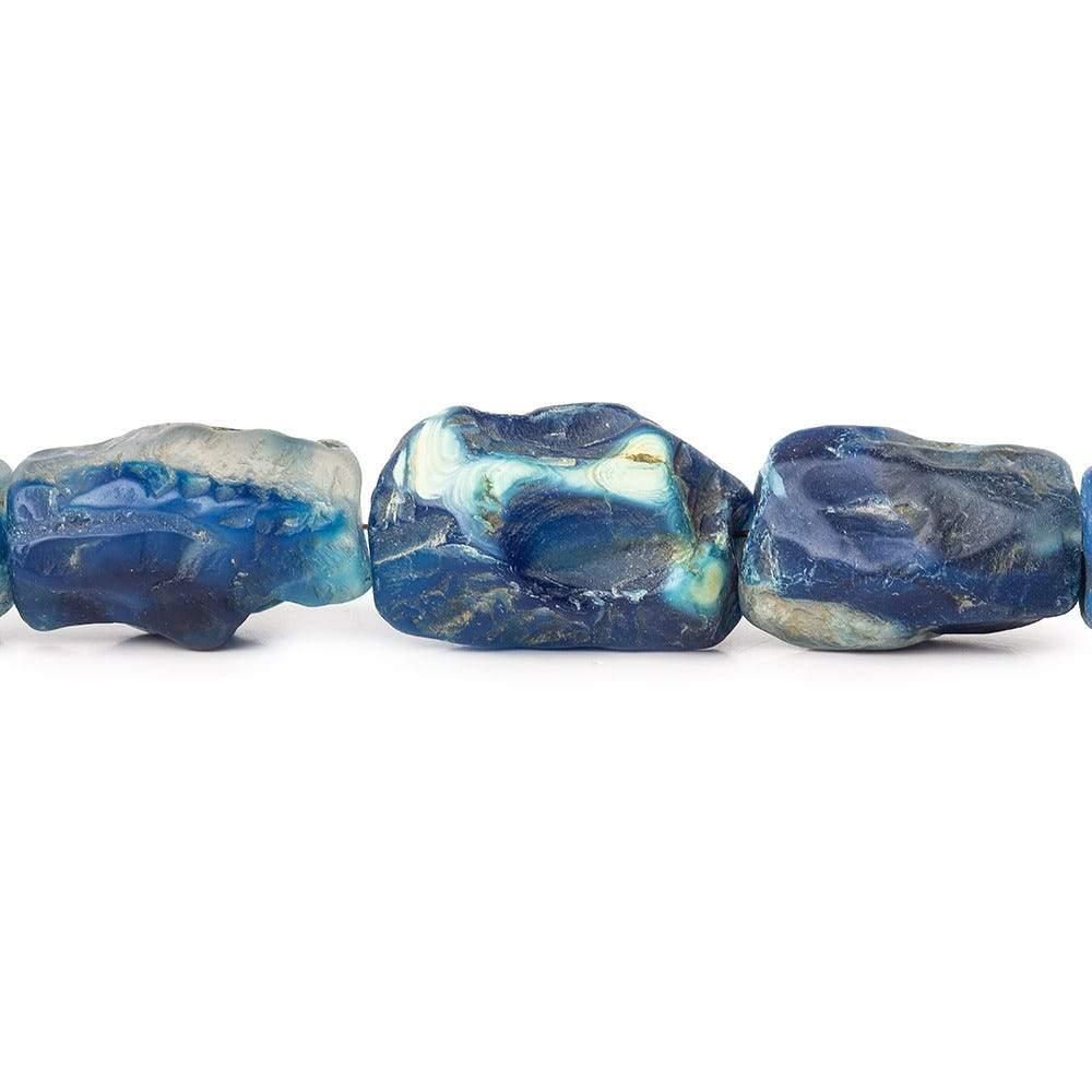 Van Gogh Blues Agate Tumbled Hammer Full Faceted Rectangles 8 inch 10 beads - The Bead Traders