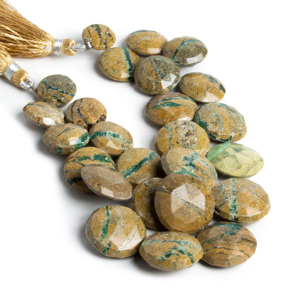 Variscite Faceted Coin Beads 8 inch 23 pieces - The Bead Traders