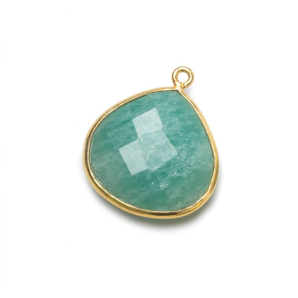 Vermeil Amazonite faceted heart 1 ring Pendant 1 piece - The Bead Traders