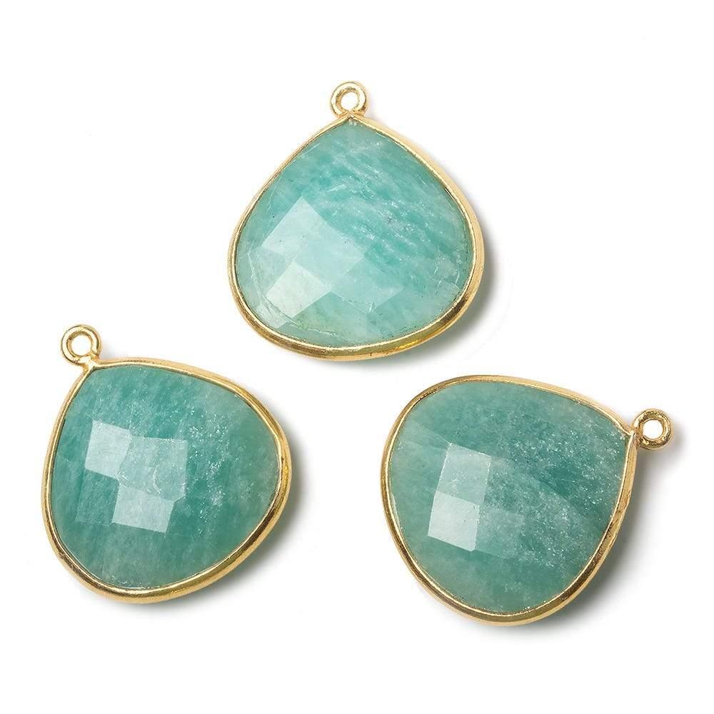 Vermeil Amazonite faceted heart 1 ring Pendant 1 piece - The Bead Traders