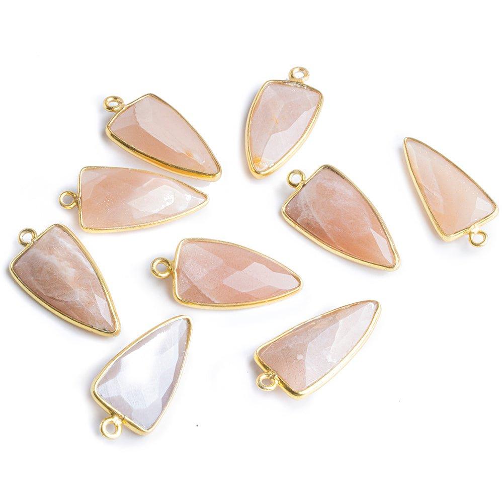 Vermeil Bezel Angel Skin Peach Moonstone Faceted Points - The Bead Traders