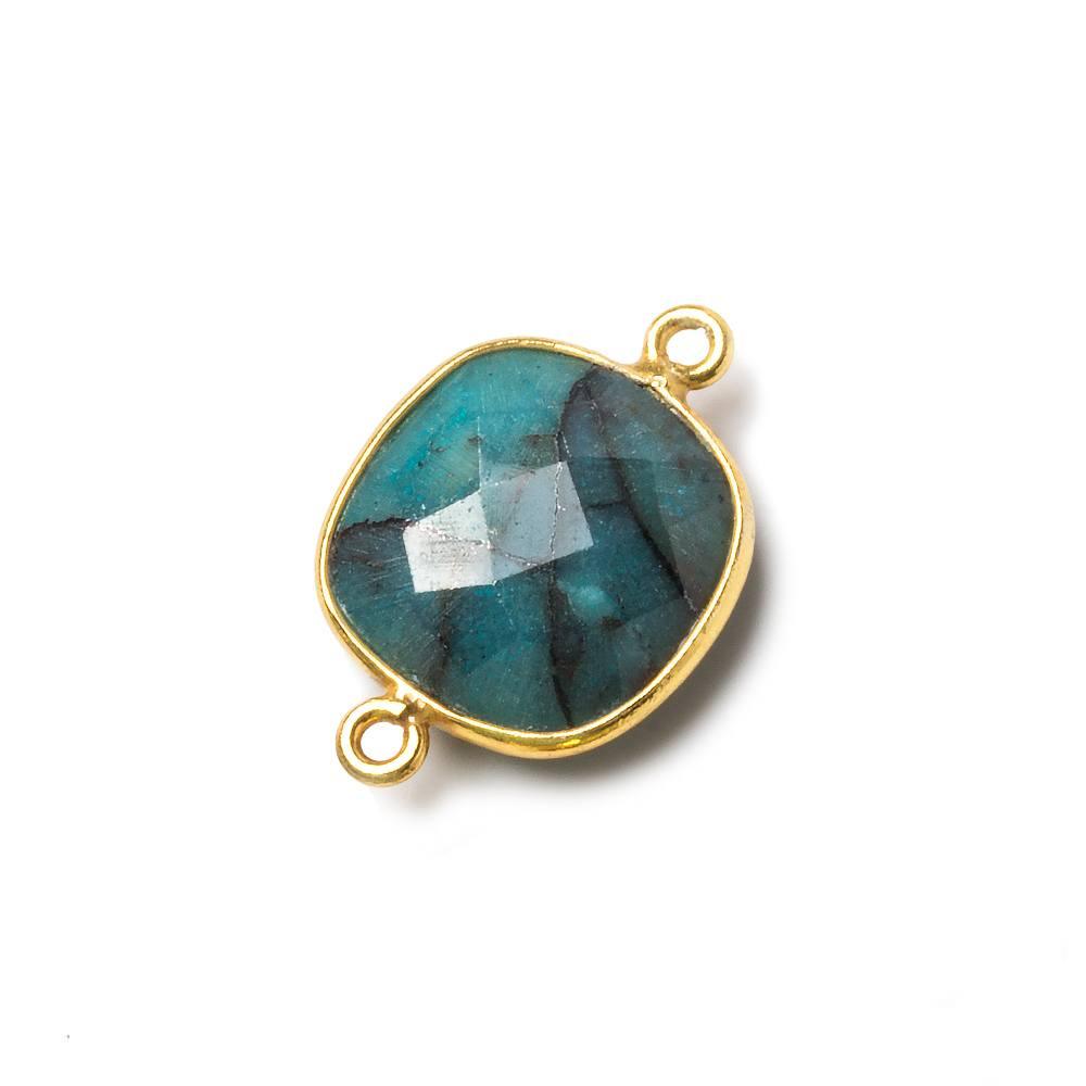 Vermeil Bezel Chrysocolla faceted cushion Connector 1 piece - The Bead Traders