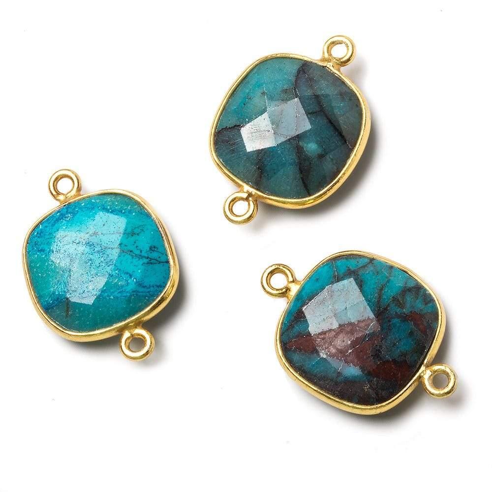 Vermeil Bezel Chrysocolla faceted cushion Connector 1 piece - The Bead Traders