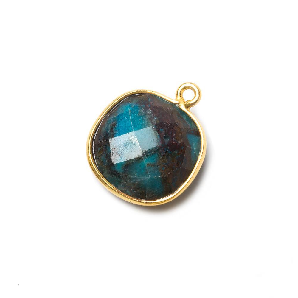Vermeil Bezel Chrysocolla faceted cushion Pendant 1 piece - The Bead Traders