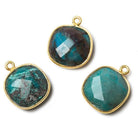 Vermeil Bezel Chrysocolla faceted cushion Pendant 1 piece - The Bead Traders