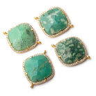 Vermeil Bezel CZ & Chrysoprase Pillow Connector 1 focal bead - The Bead Traders