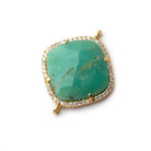 Vermeil Bezel CZ & Chrysoprase Pillow Connector 1 focal bead - The Bead Traders