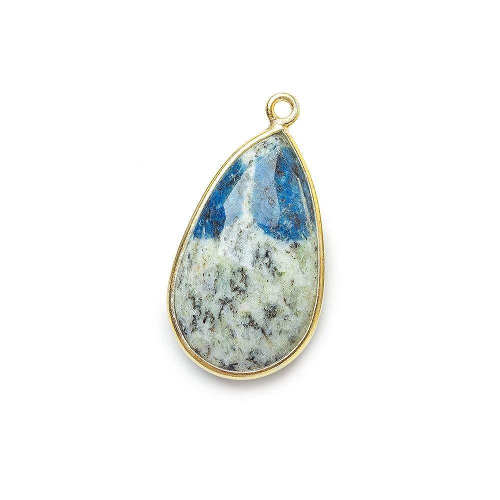 Vermeil Bezel K2 Granite & Azurite faceted Pear Pendant 1 piece - The Bead Traders