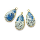 Vermeil Bezel K2 Granite & Azurite faceted Pear Pendant 1 piece - The Bead Traders