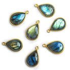 Vermeil Bezel Labradorite Pear Cabochon Pendant 1 Piece - The Bead Traders