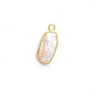Vermeil Bezel Peach Biwa Freshwater Pearl Pendant 1 focal bead 16x7mm average - The Bead Traders