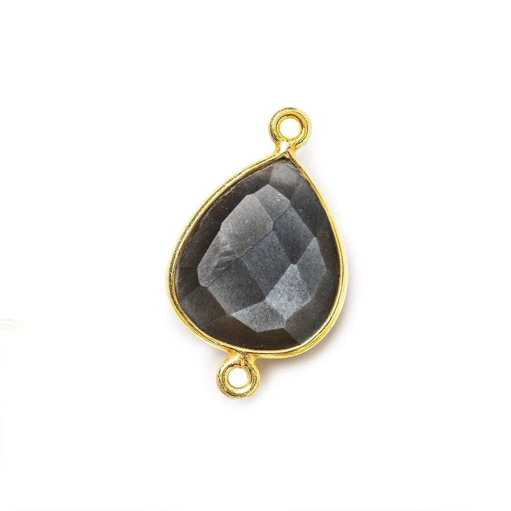 Vermeil Bezel Platinum Grey Moonstone Faceted Pear Connector 1 piece - The Bead Traders