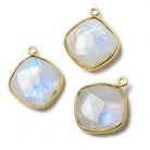 Vermeil Bezel Rainbow Moonstone faceted cushion Pendant 1 piece - The Bead Traders