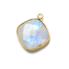 Vermeil Bezel Rainbow Moonstone faceted cushion Pendant 1 piece - The Bead Traders