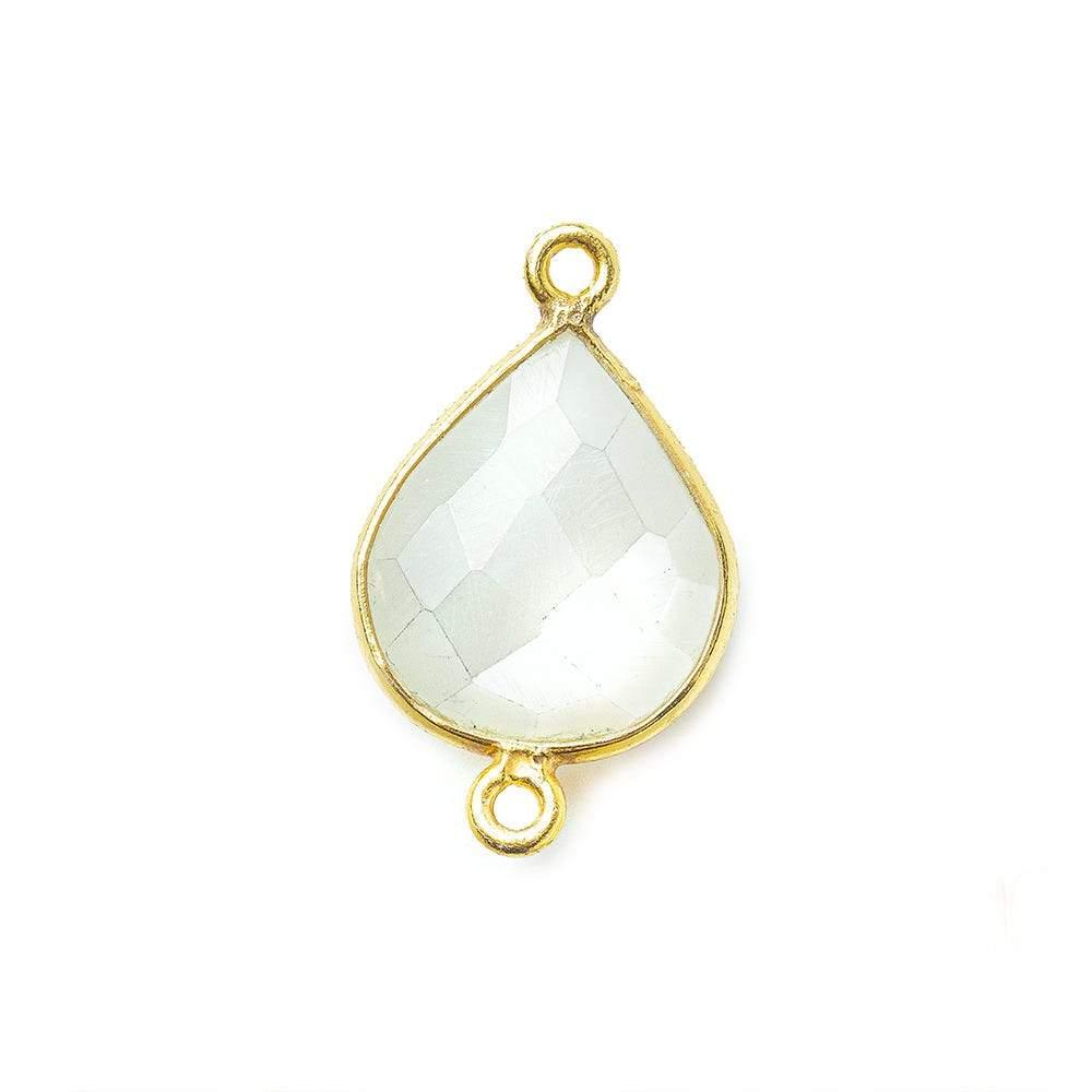 Vermeil Bezel White Moonstone faceted pear Connector 1 piece - The Bead Traders