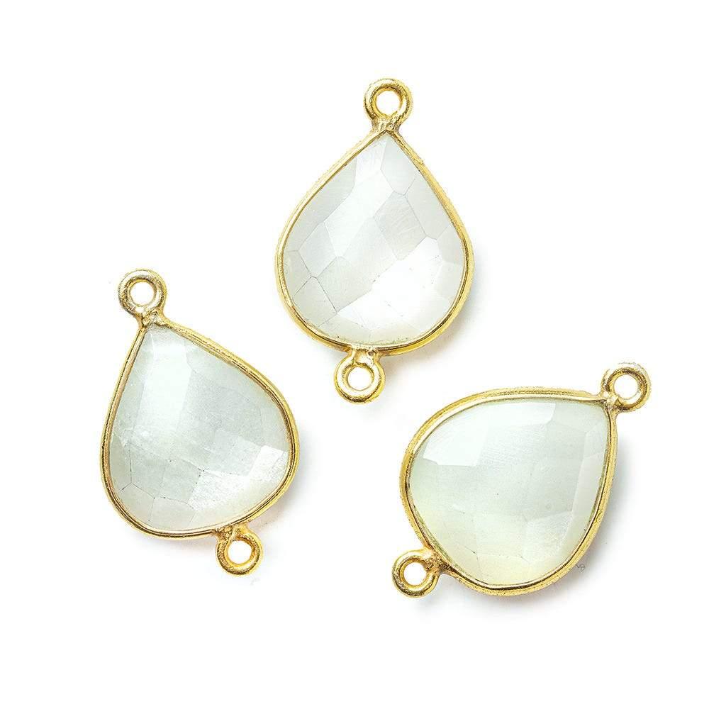 Vermeil Bezel White Moonstone faceted pear Connector 1 piece - The Bead Traders