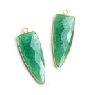 Vermeil Bezeled Aventurine Faceted Shield Pendant 1 Piece - The Bead Traders