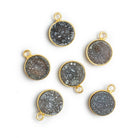 Vermeil Bezeled Black Drusy Coin Pendant 1 Piece - The Bead Traders