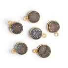 Vermeil Bezeled Black Drusy Coin Pendant 1 Piece - The Bead Traders