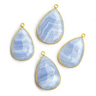 Vermeil Bezeled Blue Lace Agate Faceted Pear Pendant 1 Piece - The Bead Traders