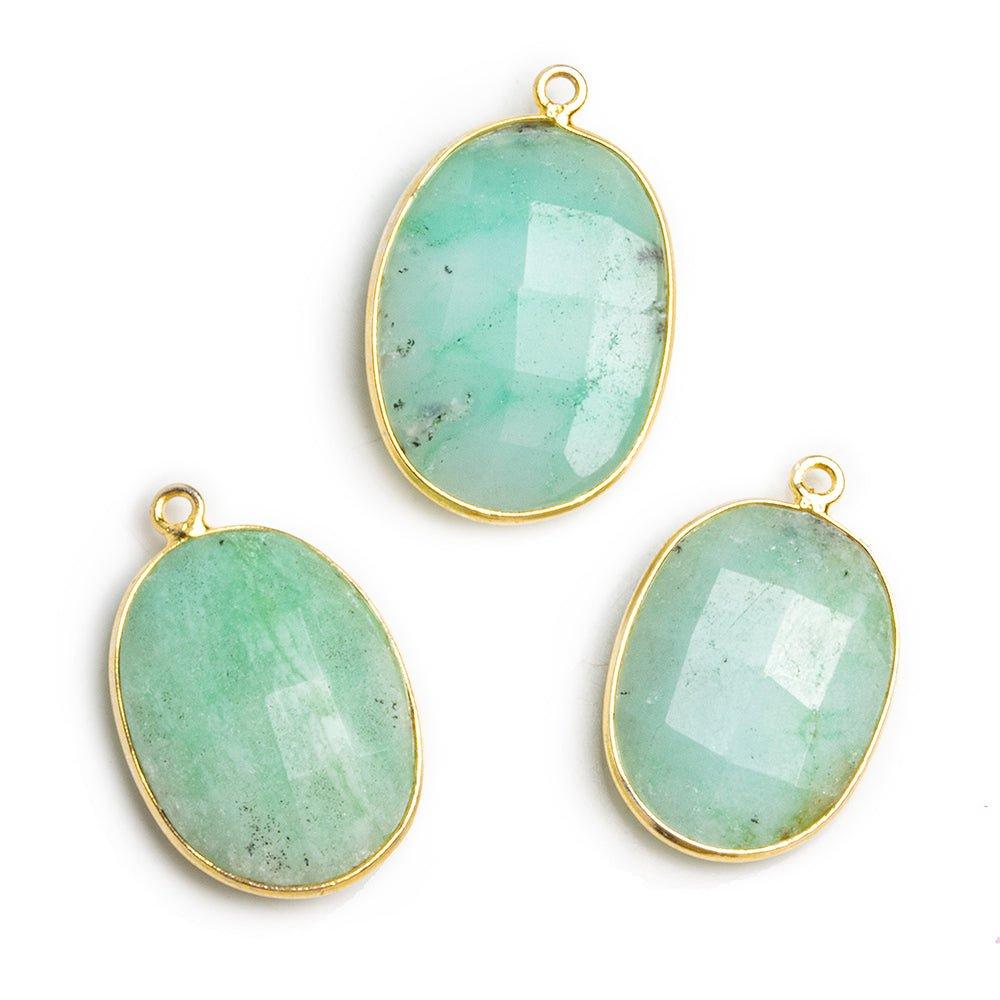 Vermeil Bezeled Chrysoprase Pendants - Lot of 3 - The Bead Traders