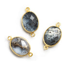 Vermeil Bezeled Dendritic Opal Oval Connector 1 Bead - The Bead Traders