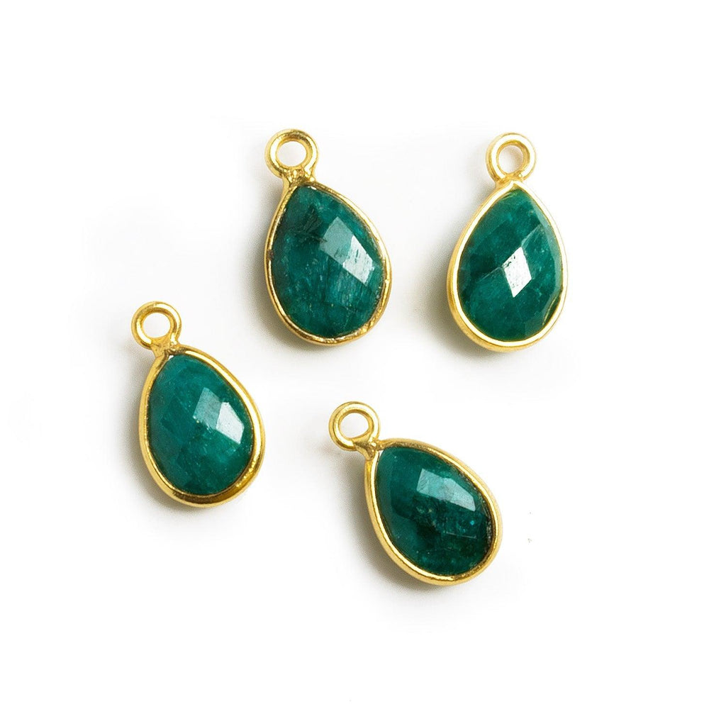 Vermeil Bezeled Emerald Pear Pendants Set of 4 - The Bead Traders